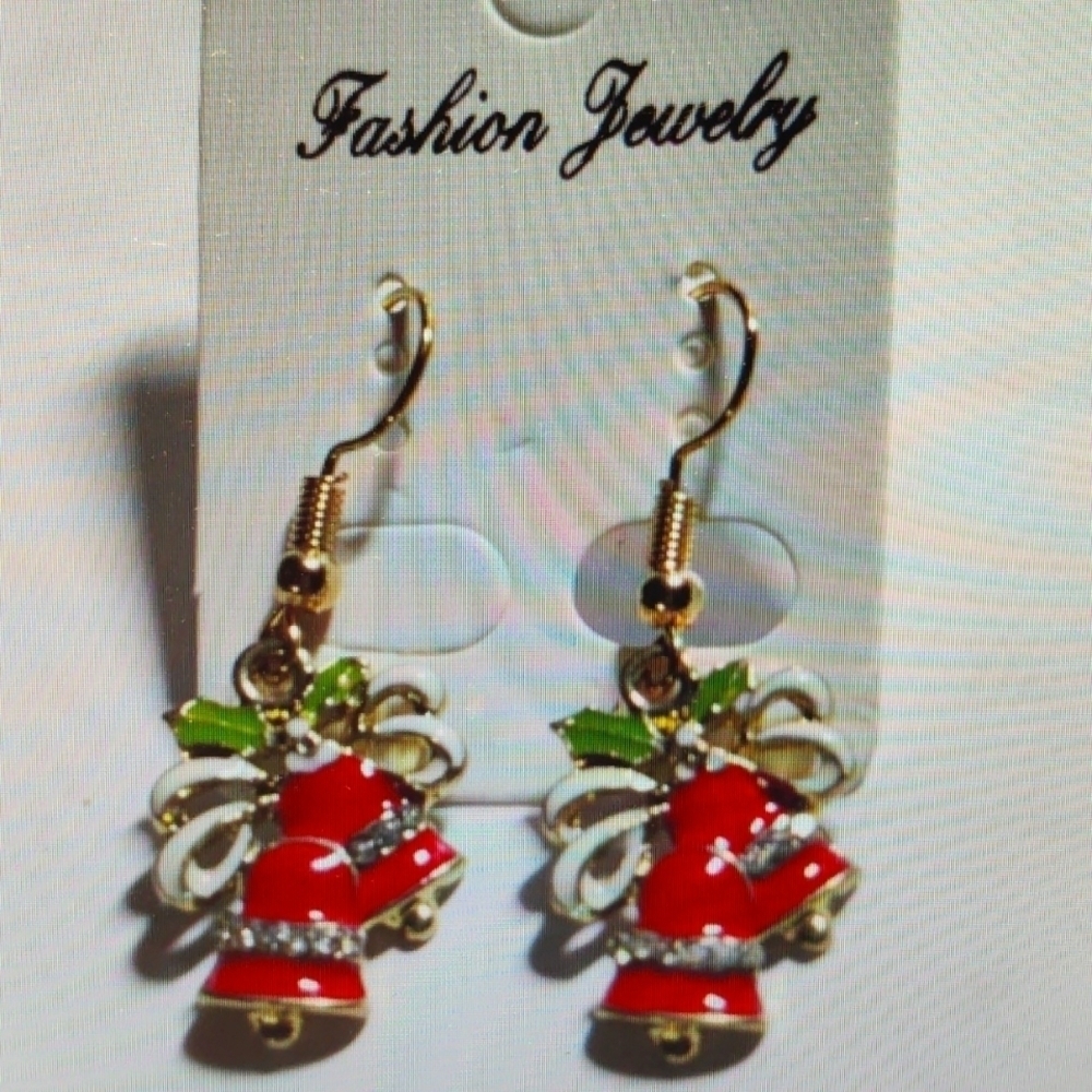 Enamel Jingle Bell Fashion Christmas Earrings